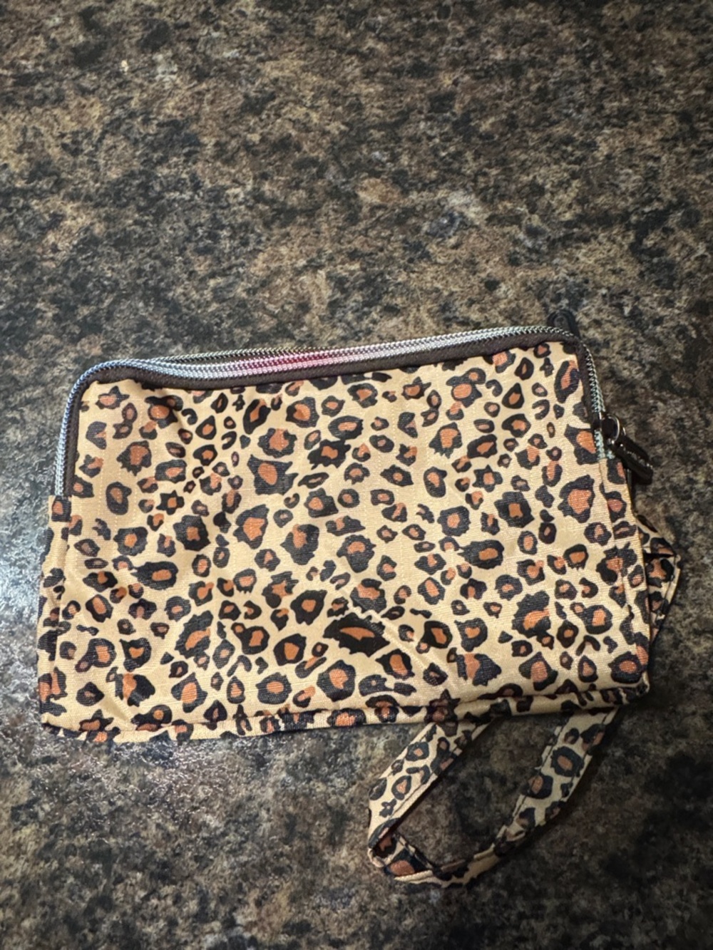 Leopard Print Wristlet Clutch - Tan and Black